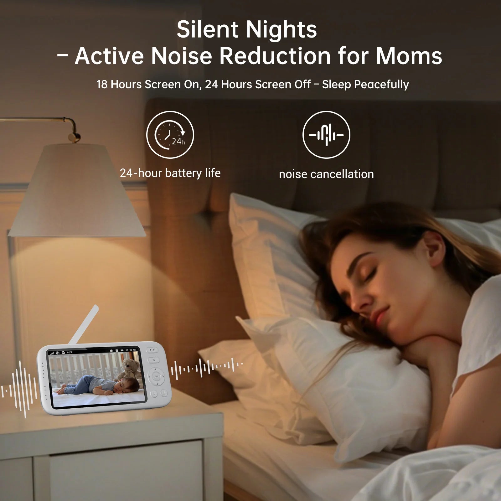 2K Video Baby Monitor, 3600Ft Long Range No Wifi Baby Monitor with 2 Cameras and Audio, 5.5" Split Display, AI Cry Detect, IR Night Vision, 2-Way Audio, 6000Mah