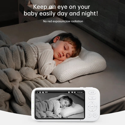 2K Video Baby Monitor, 3600Ft Long Range No Wifi Baby Monitor with 2 Cameras and Audio, 5.5" Split Display, AI Cry Detect, IR Night Vision, 2-Way Audio, 6000Mah