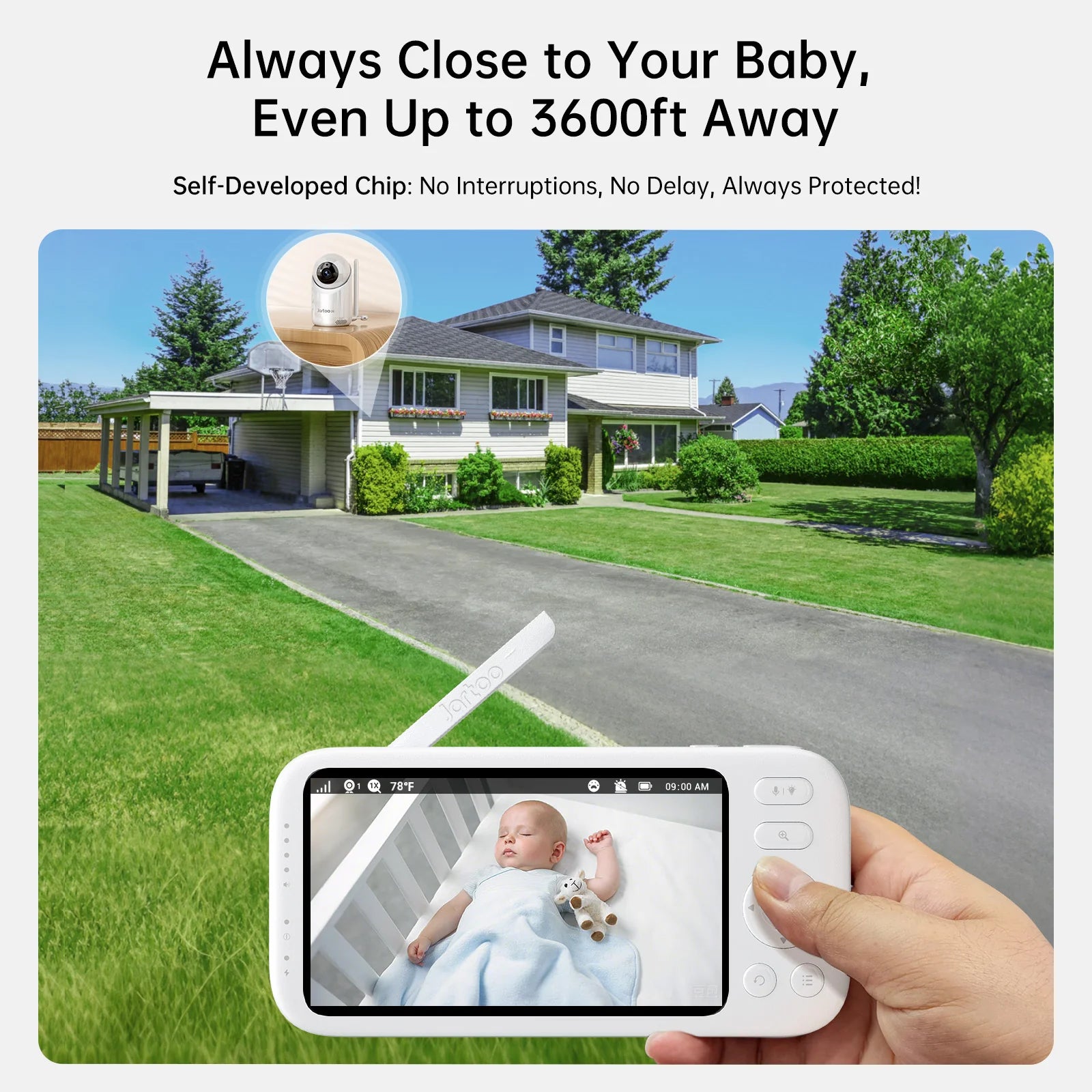 2K Video Baby Monitor, 3600Ft Long Range No Wifi Baby Monitor with 2 Cameras and Audio, 5.5" Split Display, AI Cry Detect, IR Night Vision, 2-Way Audio, 6000Mah